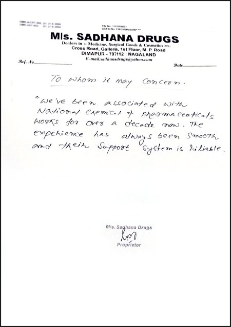 MS. SADHANA DRUGS feedback